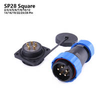 SP28 IP68 Square Flange Cable waterproof Aviation connector 2/3/4/5/6/7/9/10/12/14/16/19/22/24/26 Pin Electric Power plug socket 2024 - buy cheap