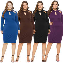 Vestido midi de manga longa plus size, feminino, outono inverno, novo, elástico, casual, slim, sexy, pacote, moda hip 2024 - compre barato