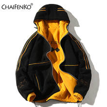 Мужская Флисовая Куртка CHAIFENKO, теплая Повседневная двухсторонняя парка с капюшоном и защитой от ветра, на осень и зиму 2024 - купить недорого
