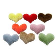 10 pçs/lote 5*3.6cm kawaii coração de pelúcia patchs amor colorido peludo pêssego apliques diy crianças headwear roupas acessórios 2024 - compre barato