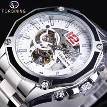 Forsining Transparent Sport Racing Automatic Wrist Watches Stainless Steel Luminours Skeleton Mens Mechanical Top Brand Luxury 2024 - buy cheap