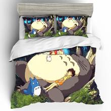 Bedding Set Cute Totoro Duvet Cover Cartoon Comforter King Size Bed Sheets and Pillowcases Bedding Sets Line Cotton Bed Sheets 2024 - buy cheap