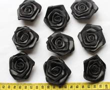 100pcs Large Beautiful handmade satin rose rolled rosette flower Black 5cm (2") or you pick color 2024 - buy cheap