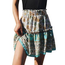Minifalda con estampado Floral para niñas, falda de cintura alta con volantes, estilo bohemio, para playa, Verano 2024 - compra barato