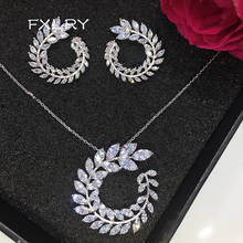 FXLRY-collares y pendientes de circonia cúbica para mujer, joya de boda, circón, zirconia, circonita, zirconita, circón, color blanco, para Europa y Estados Unidos 2024 - compra barato