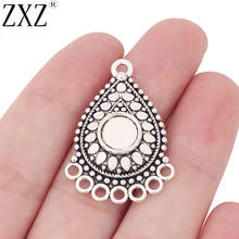 10pcs Tibetan Silver Waterdrop Earring Chandelier Connector Charms Pendants Blank 8mm Round Cabochon Setting Jewelry Findings 2024 - buy cheap