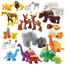 Zoo Animals Series Set Big Size Building Blocks Assemble Accessories Cute Birds Beasts Elephant Tiger Bricks Education Toys Kids 2024 - buy cheap