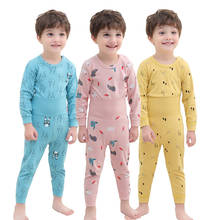 Conjunto de pijamas de manga comprida para crianças, roupas de algodão para meninos e meninas, outono 2021 2024 - compre barato