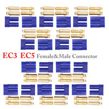 Conector dourado plug ec3 3mm/ec5 5mm, conector macho e fêmea para rc motor esc lipo, bateria de carro, avião, barco, faça você mesmo 2024 - compre barato