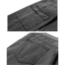 Свободные мужские s джинсы со средней талией, мешковатые брюки, мужские брюки с большими карманами, мужские джинсовые штаны полной длины, одноцветные обтягивающие мужские джинсы, повседневные брюки 2024 - купить недорого