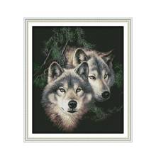 Two wolves (2) cross stitch kit 14ct 11ct pre stamped canvas embroidery DIY handmade needlework 2024 - buy cheap