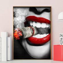 Red Lips Smoking Characters Vintage Walls Paintings Women Canvas Painting Home Decor Wall Art Picture Bar Canvas Painting 2024 - buy cheap