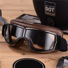Óculos de sol de couro para motocicleta, óculos vintage, retrô, para motociclista, capacete retrô 2024 - compre barato