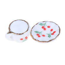 2Pcs(Miniature Tea Cup+ Miniature Tea Saucer) 1:12 Dollhouse Miniature Tea Cup Tea Saucer Coffee Cup Doll Kitchen Tableware 2024 - buy cheap