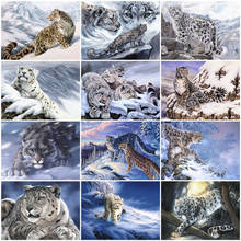 Azqsd diamante bordado leopardo animal mosaico quadrado completo/broca redonda pintura diamante 5d neve decoração para casa kits de ponto cruz 2024 - compre barato