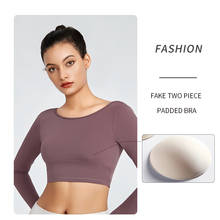 Backless Sport Wear For Women Gym Shirt Long Sleeve Crop Top Fitness Yoga T-shirt Padded Workout Running Clothes 2024 - buy cheap