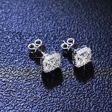 inbeaut 925 Silver Pass Diamond Test Excellent Cut Sparkling Total 2 ct D Color Moissanite Cushion Stud Earrings Classic Jewelry 2024 - buy cheap
