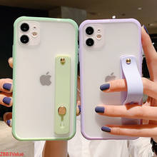 Чехол для iPhone 12 SE2020 11 11Pro Max XR XS Max X 6S 7 8 Plus, противоударный прозрачный чехол-бампер карамельных цветов с ремешком на запястье 2024 - купить недорого