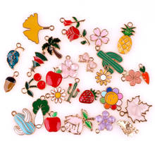 28pcs/lot MIX Enamel Sunflower Cactus Leaf Pendant Fruits  Botany Flower For DIY Earring Necklace Charms 23626 2024 - buy cheap