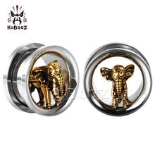 Elephant Ear Plugs Tunnels Piercing Body Jewelry New Arrival Stainless Steel Ear Gauges Expander  Screw Stretchers Cool Gift 2PC 2024 - buy cheap