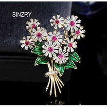 SINZRY Hotsale Cubic zircon micro paved daisy flower brooch pin lady epoxy suit jewelry accessory 2024 - buy cheap