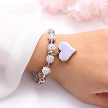 HOCOLE-pulsera de cuentas de cristal para mujer, brazalete con colgante de corazón, elástico, hecho a mano, joyería para fiesta de boda 2024 - compra barato