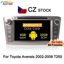 Android 8.1 Car DVD multimedia Player For Toyota Avensis T250 2002 2003 2004 2005 2006 2007 2008 car radio stereo GPS navigation 2024 - buy cheap