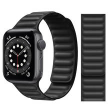 Ремешок кожаный для apple watch series 6, новейший Классический браслет для iwatch 1 2 3 4 38 мм 42 мм, 40 мм 44 мм 2024 - купить недорого