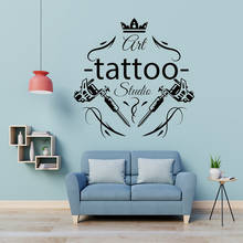 Tattoo Salon Wall Sticker Tattoo Parlor Shop Studio Tools Flower Decal Beautiful Art Salon Club Vinyl Window Sticker Decor WL386 2024 - buy cheap