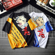 Camiseta punk masculina versma, camiseta japonesa da moda com manga curta e estampa grafite, hip hop, grande, dropshipping 2024 - compre barato