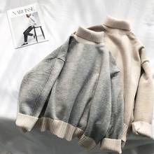 Новинка, женский свитер с высоким воротником, зимний модный кашемировый свитер в стиле пэчворк с длинным рукавом, свободные вязаные пуловеры, женский джемпер, топы 2024 - купить недорого