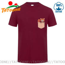 Camiseta masculina com bolso de panda vermelho, camiseta tatooine galaxy guardiões, adorável com bolso de foguete, guaxinim, camisa jedi 2024 - compre barato