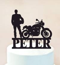 Topo de bolo para aniversário, carrinho de motociclista, topper de bolo personalizado, motocicleta, topper de bolo para motociclista 2024 - compre barato