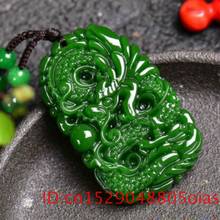 Collar con colgante de dragón y piedra de Jade verde Natural para hombre y mujer, joyería de jadeíta China tallada, amuleto de Reiki, regalos 2024 - compra barato