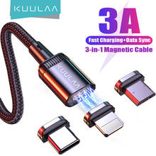 Kuulaa-cabo magnético para carregamento rápido, micro usb tipo-c, iphone 12, 11 pro, xs max, xr, x, 8, 7 2024 - compre barato