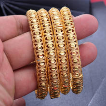 Wando 24K 4pcs  Gold color Dubai Africa Bangles For Men/Women Flower Jewelry 6cm wide Wedding Bangles bracelet gift 2024 - buy cheap