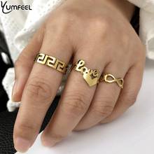 Yumfeel-juegos de anillos de acero inoxidable para mujer, joyería con corazón grabado, amor, regalos 2024 - compra barato