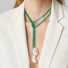 Collar de Pendientes largos de gota para mujer, cuentas verdes de perlas de agua dulce barrocas, joyería exquisita hecha a mano 2024 - compra barato