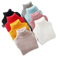 Teeange-suéter de cuello alto para niñas, ropa acanalada de color sólido, Jersey, Tops de punto 2024 - compra barato