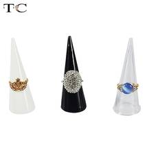 Plástico limpar dedo cone anel suporte de exibição de jóias titular loja varejo vitrine de jóias bancada 2024 - compre barato