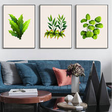 Carteles de plantas verdes de estilo nórdico, impresiones en lienzo de hojas, imágenes artísticas de pared para sala de estar, decoración moderna para el hogar 2024 - compra barato