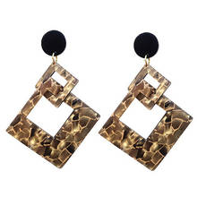 Statement Big Square Marbled Acrylic Drop Earrings For Women Bohemian Geometric Resin Hollow Dangle Earrings Fashion Jewelry 2024 - buy cheap