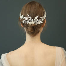 SLBRIDAL-Diadema con perlas de imitación de cristal para mujer, peine para el pelo hecho a mano, Color plateado, Floral, accesorios para el cabello, joyería 2024 - compra barato