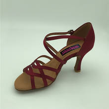 8.5cm High Heel Latin Dance Shoes For women Salsa shoes pratice shoes comfortable shoes Ballroom Shoes MS6228BGS low heel 2024 - buy cheap