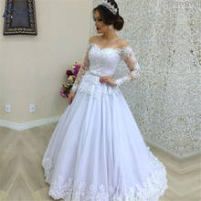 Gorgeous Skin Tulle A Line Wedding Dress Boho Full Sleeves Bridal Gowns Robe De Marriage Bride Dress Vestido De Novias trouwjurk 2024 - buy cheap