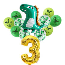 Globos de látex con temática de dinosaurios para niños, globo de aluminio con número dorado, suministros para fiesta de cumpleaños, jungla jurásica, 12 Uds. 2024 - compra barato