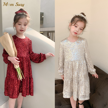 Vestido de princesa de lentejuelas para niña, ropa de bebé de 1 a 10 años, brillante, Vintage, para fiesta de cumpleaños, boda 2024 - compra barato