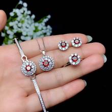 SHILOVEM 925 STERLING SILVER NATURAL GARNET RINGS PENDANTS EARRINGS BRACELET FINE JEWELRY OPEN SEND NECKLACE BTZ050509AGS 2024 - buy cheap