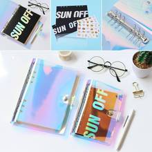 A5 A6 PVC Rainbow laser Transparent Notebook diary Cover Glitter Loose leaf Note Book Planner Clip Office Supplies 2024 - buy cheap