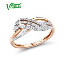 VISTOSO-anillos de oro rosa 585 de 14 quilates para mujer, sortija de compromiso con diamantes brillantes, joyería fina de aniversario 2024 - compra barato